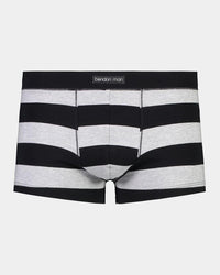 Rugby Stripe Mens Trunk in BLACK RUGBY STRIPE. Flat lay front view
