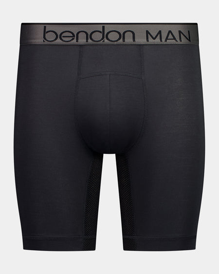 Everyday Active Mens Long Trunk Twin Pack in WINTER CAMO/BLACK. Flat lay back view