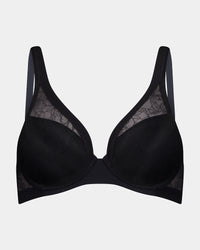 Bendon Whisper Contour Bra in BLACK. Flat lay front view