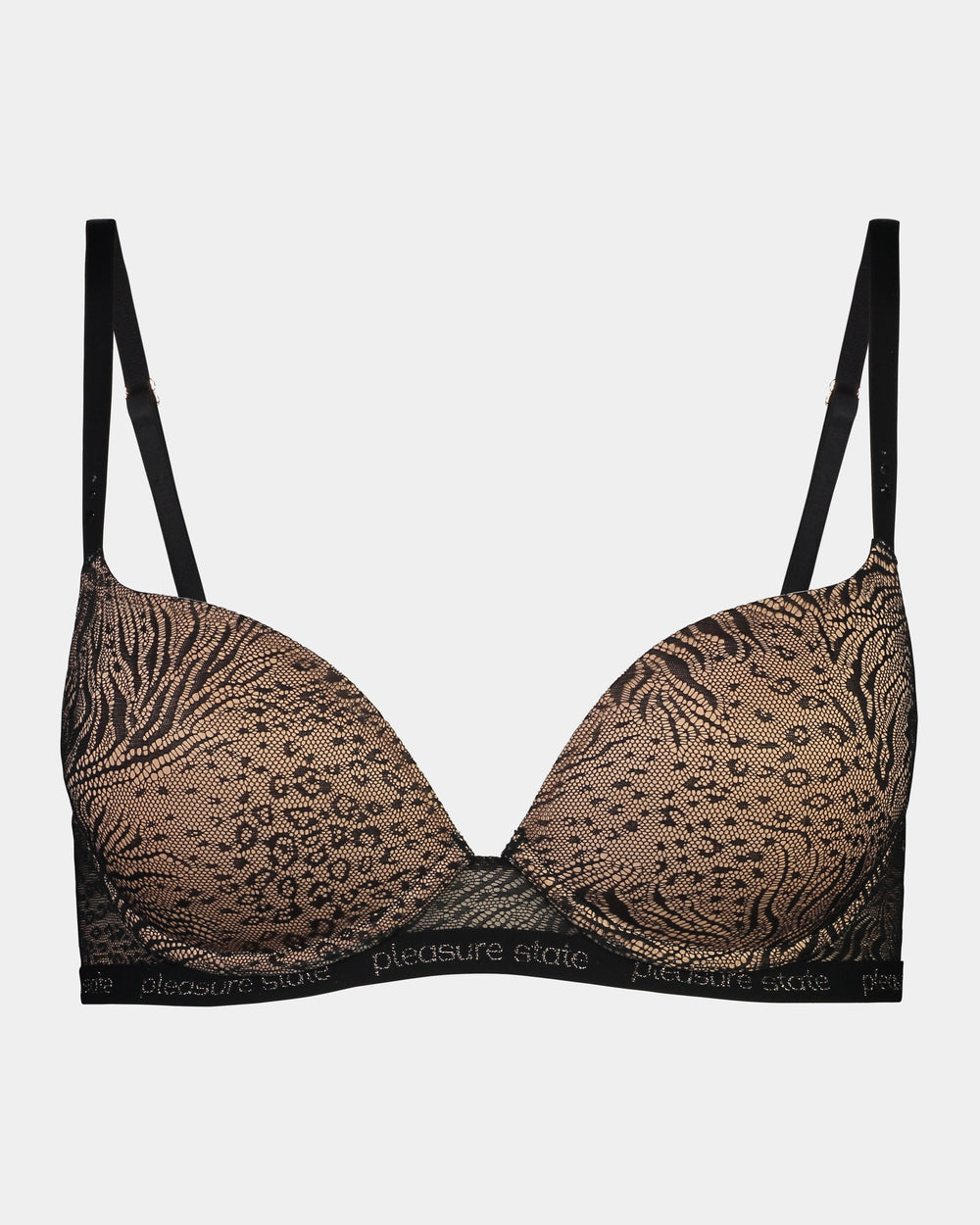 My Fit Jacquard Push Up Bra in BLACK. Flat lay front view