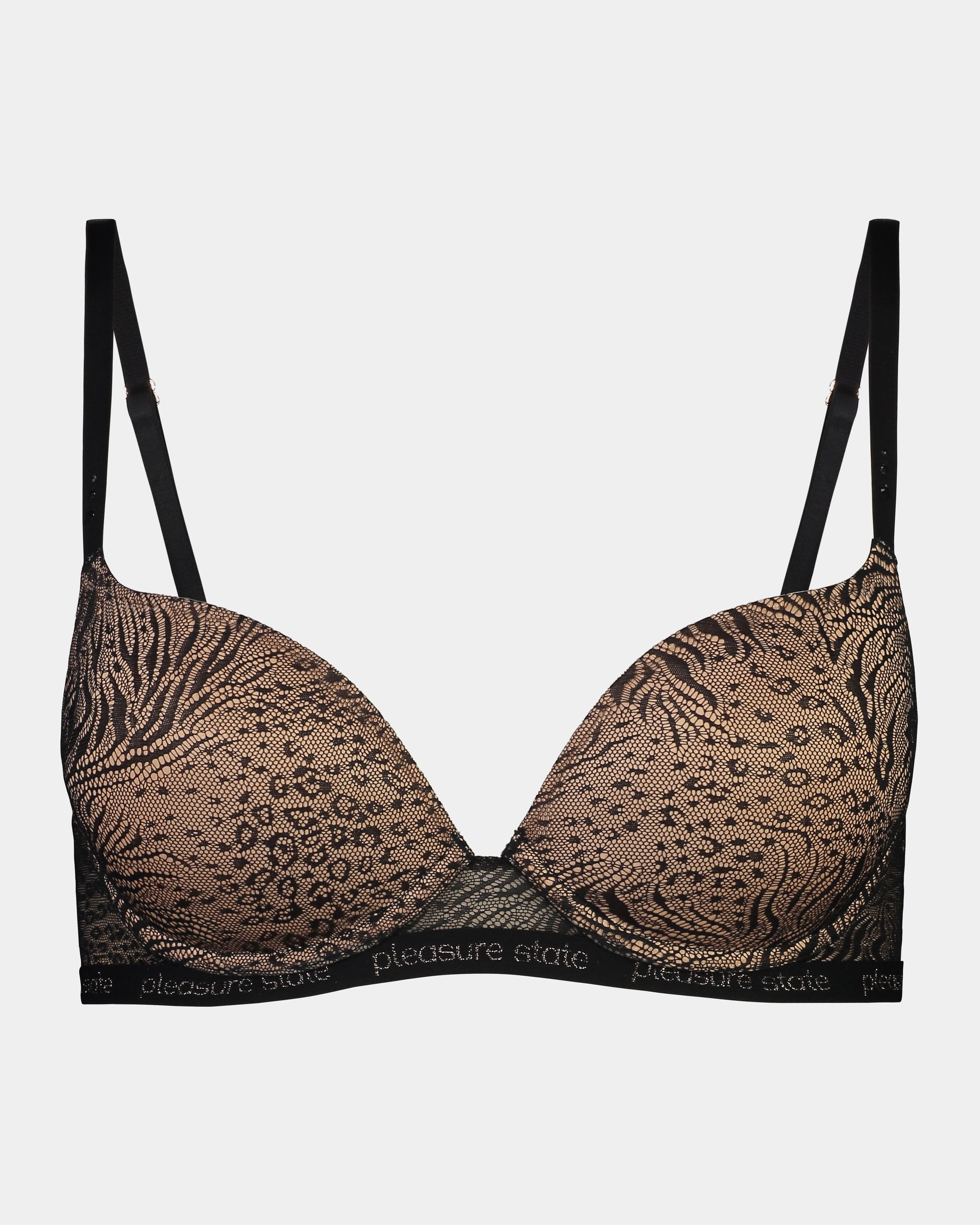 My Fit Jacquard Push Up Bra in BLACK. Flat lay front view