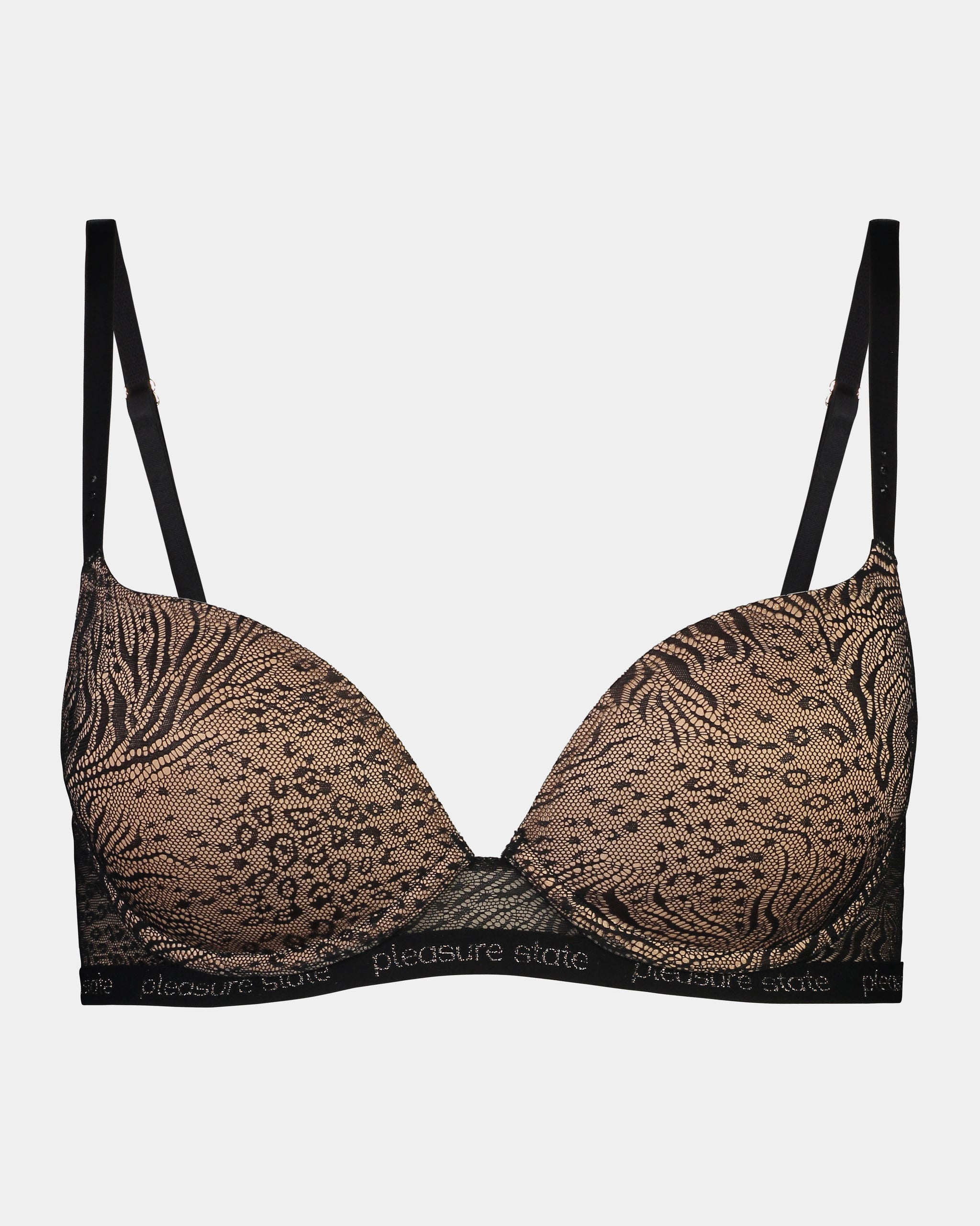 My Fit Jacquard Push Up Bra in BLACK. Flat lay front view
