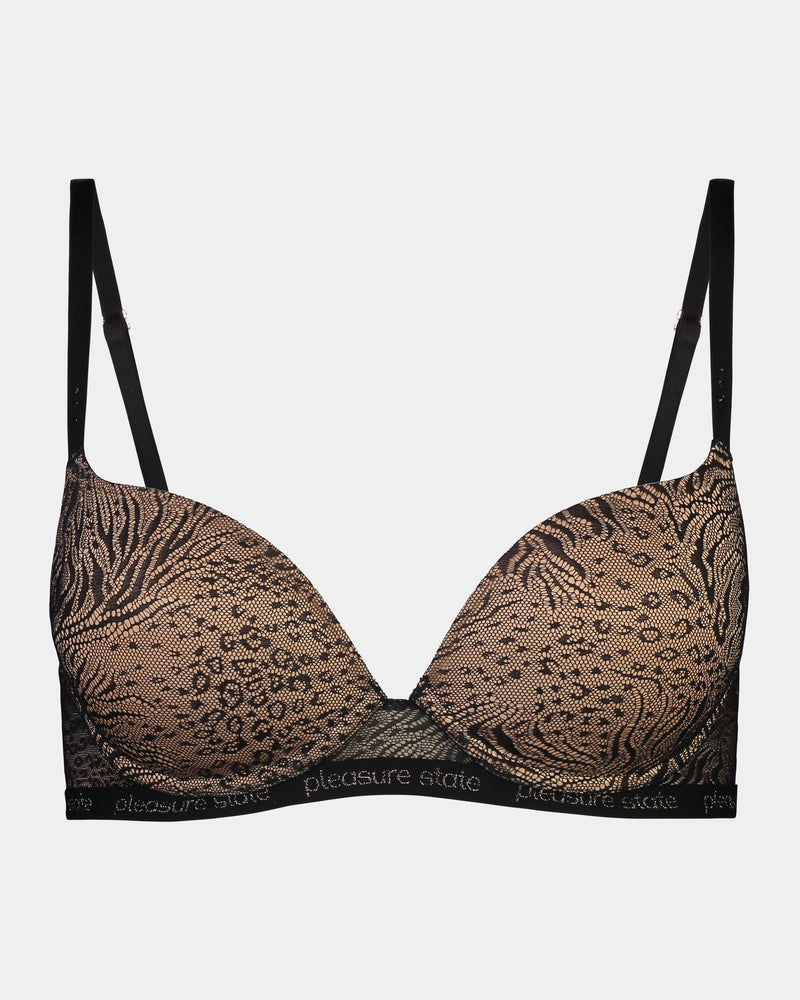 My Fit Jacquard Push Up Bra in BLACK. Flat lay front view