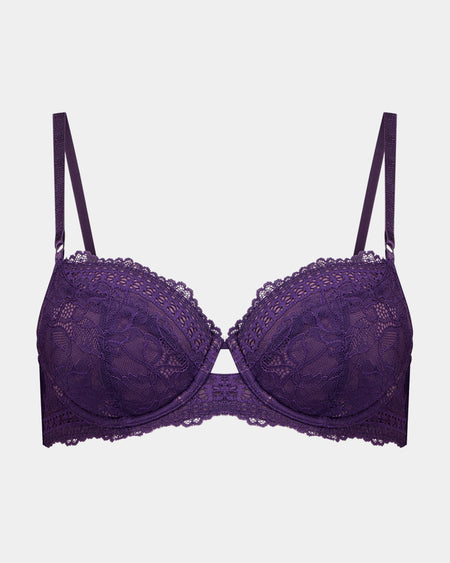 Only Mine Contour Bra in PURPLE VELVET. Flat lay front view