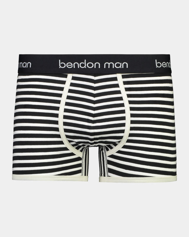 Bold Stripe Mens Trunk in MURMUR STRIPE. Flat lay front view