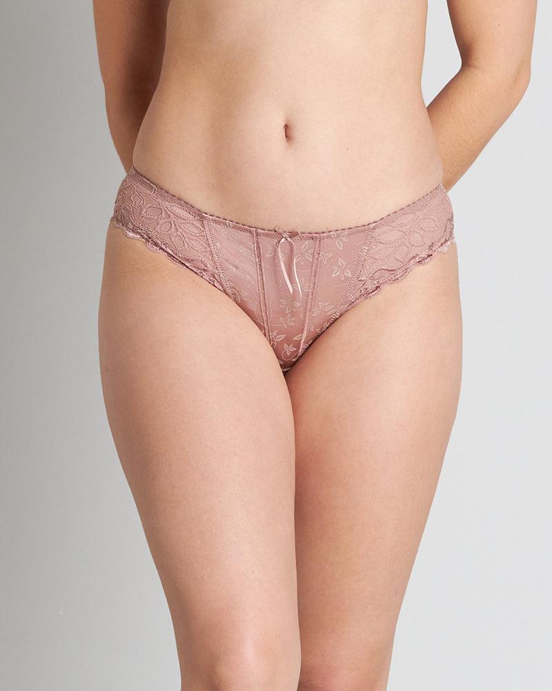 Model wears Yvette Bikini in MOCHA. On body front view