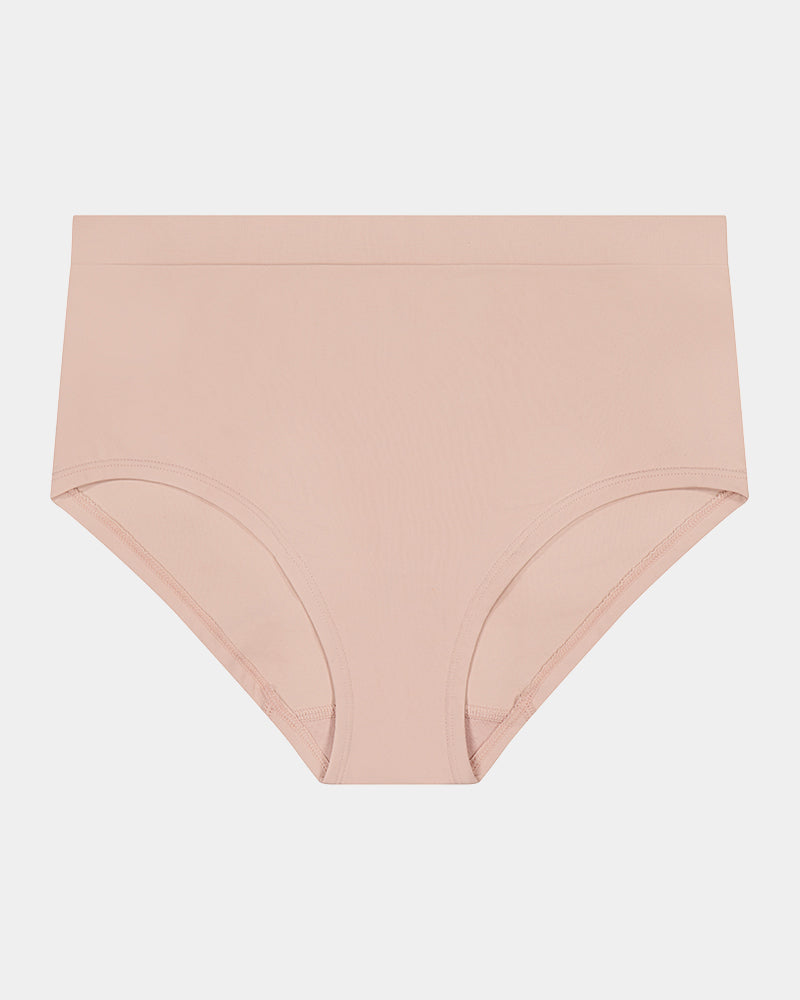Seamless Soft Full Brief in LATTE. Flat lay front view