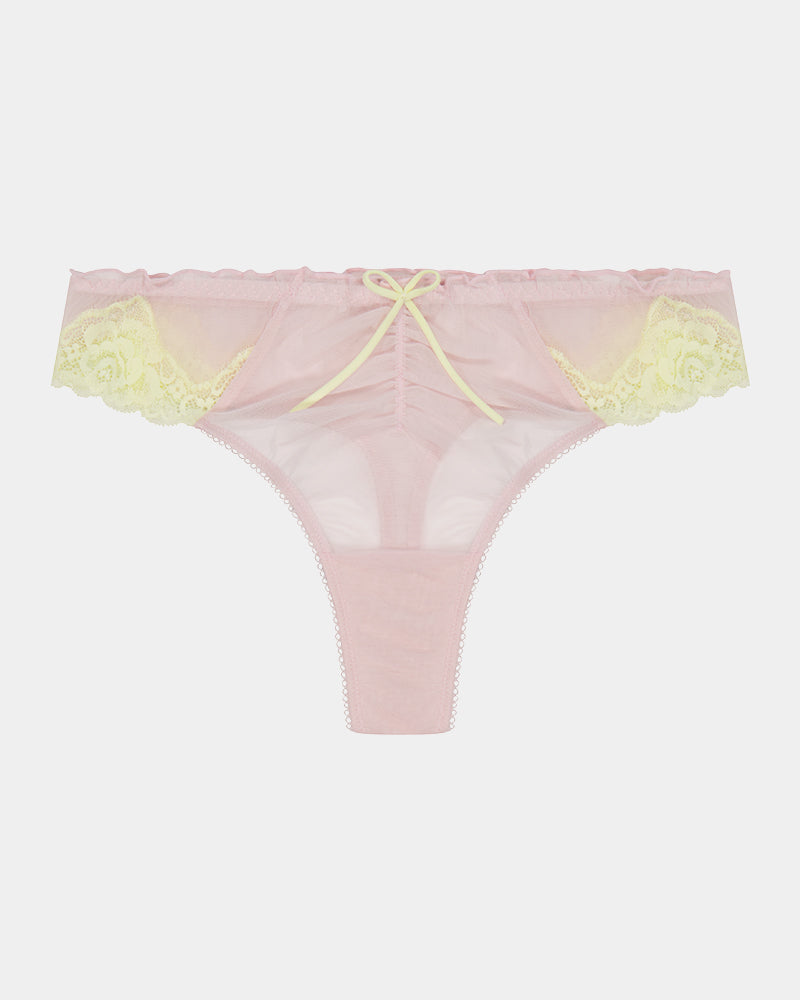 Dreamer Thong in PALE LILAC. Flat lay front view