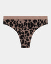 Seamless Jacquard Thong in LEOPARD LOVER. Flat lay front view