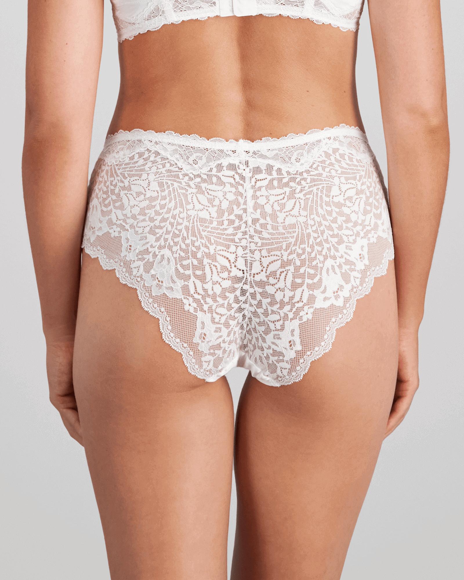 Shivani High Waisted Brief in SUGAR. Flat lay back view