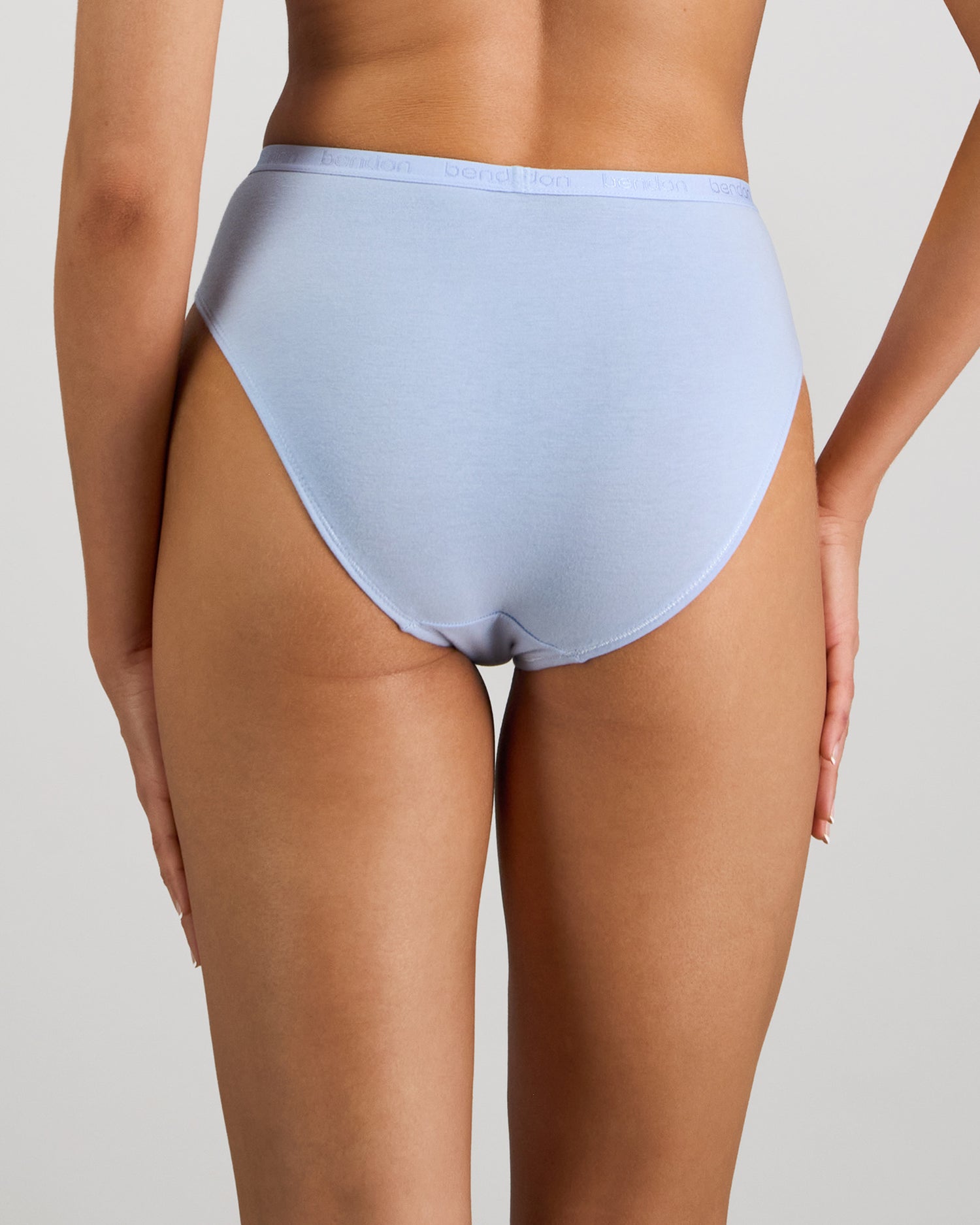 Model wears Body Cotton Bikini in SKYWAY. On body back view
