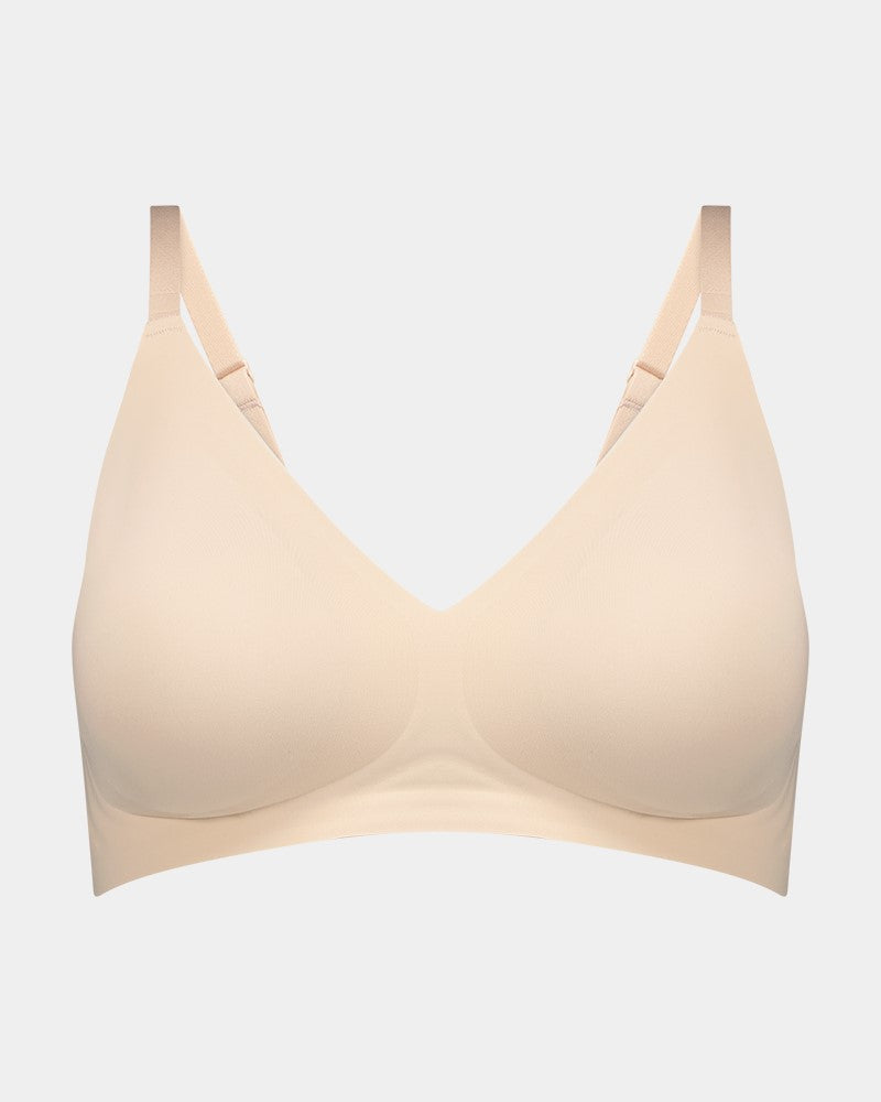 Comfit Collection Wire Free Bra in LATTE. Flat lay front view