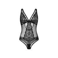 Kylie Bodysuit in BLACK. Flat lay front view