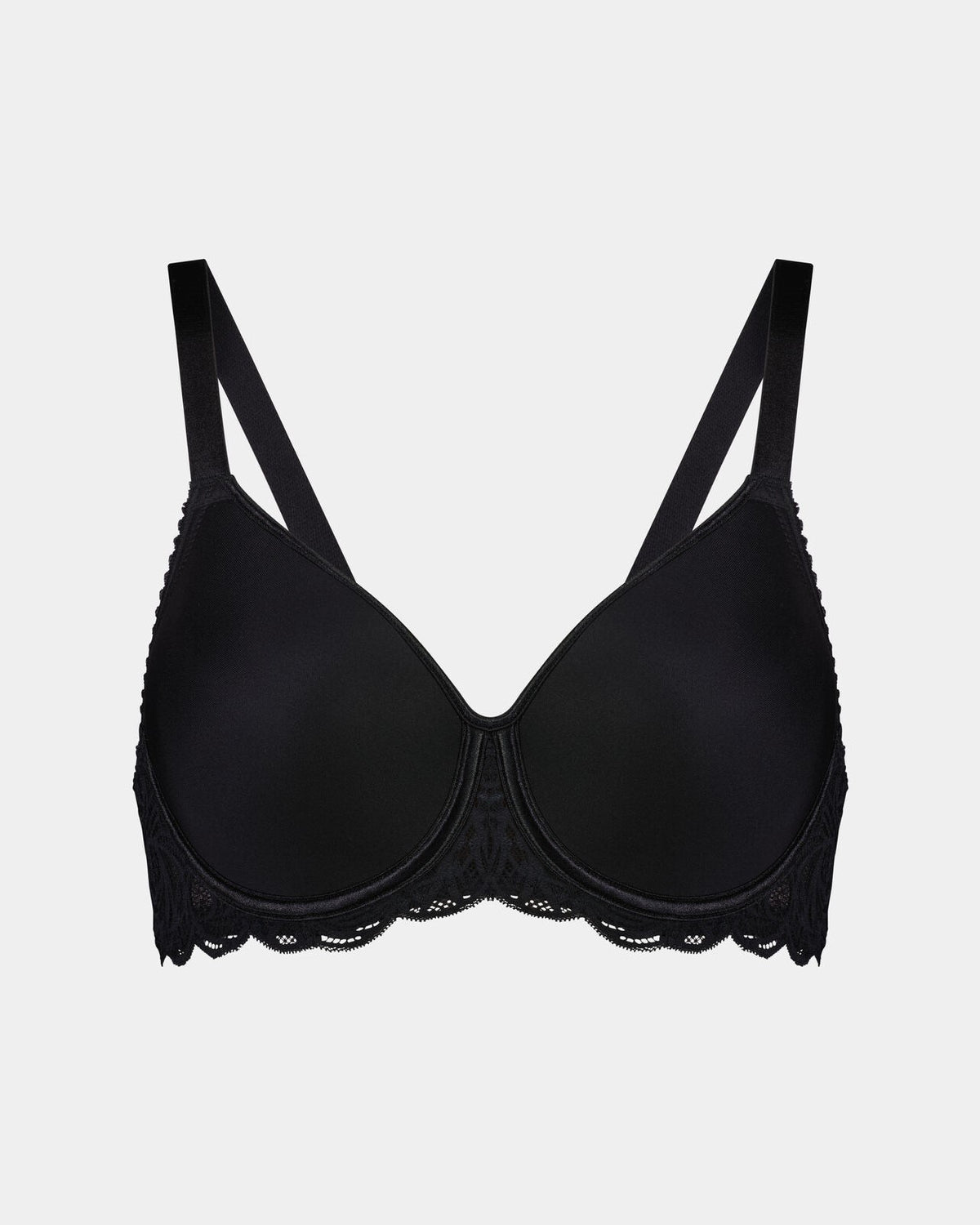 Lace Perfect Contour Bra in BLACK. Flat lay front view