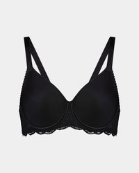 Lace Perfect Contour Bra in BLACK. Flat lay front view