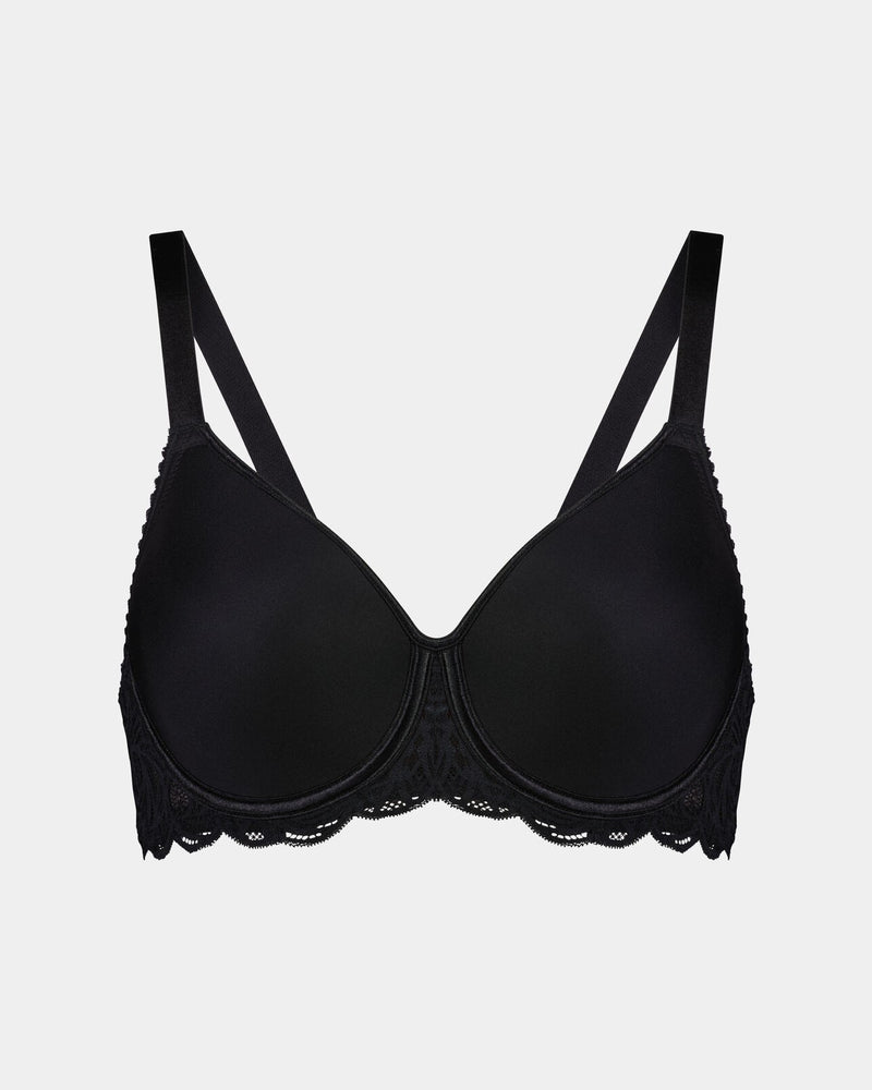 Lace Perfect Contour Bra in BLACK. Flat lay front view