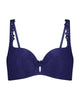 Damask Contour Bra in Medieval Blue. Flat lay front view
