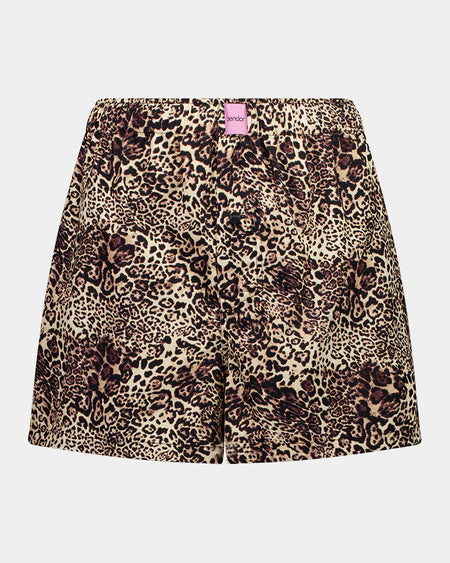 Sleigh The Night Boxer in WILD LYNX PRINT. Flat lay front view