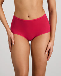 Model wears Extra-Ordinary Full Brief in JAZZY. On body front view