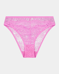 Enchantment High Cut Brief in BUBBLEGUM PINK. Flat lay front view
