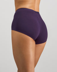 Body Cotton Full Brief in PURPLE VELVET. Flat lay back view