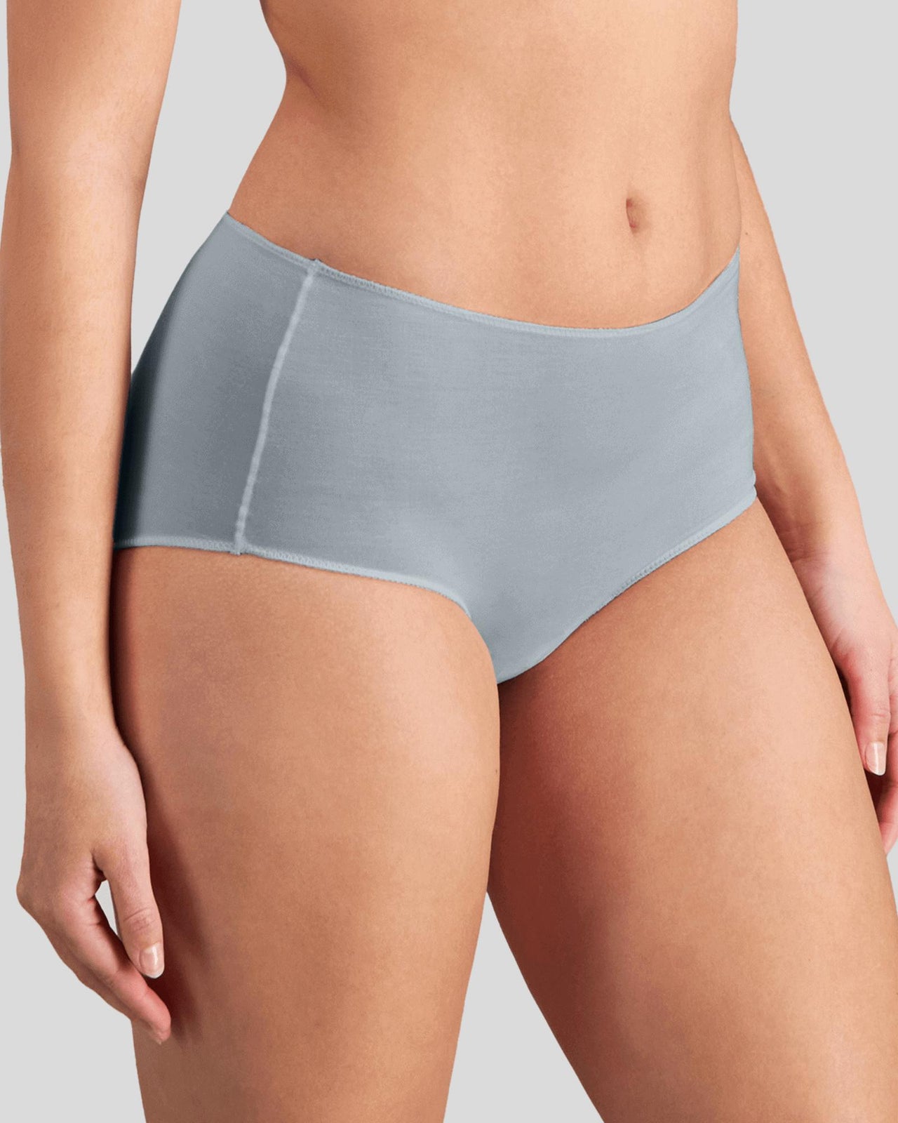 Model wears Au Naturel Full Brief in SLATE. On body front view