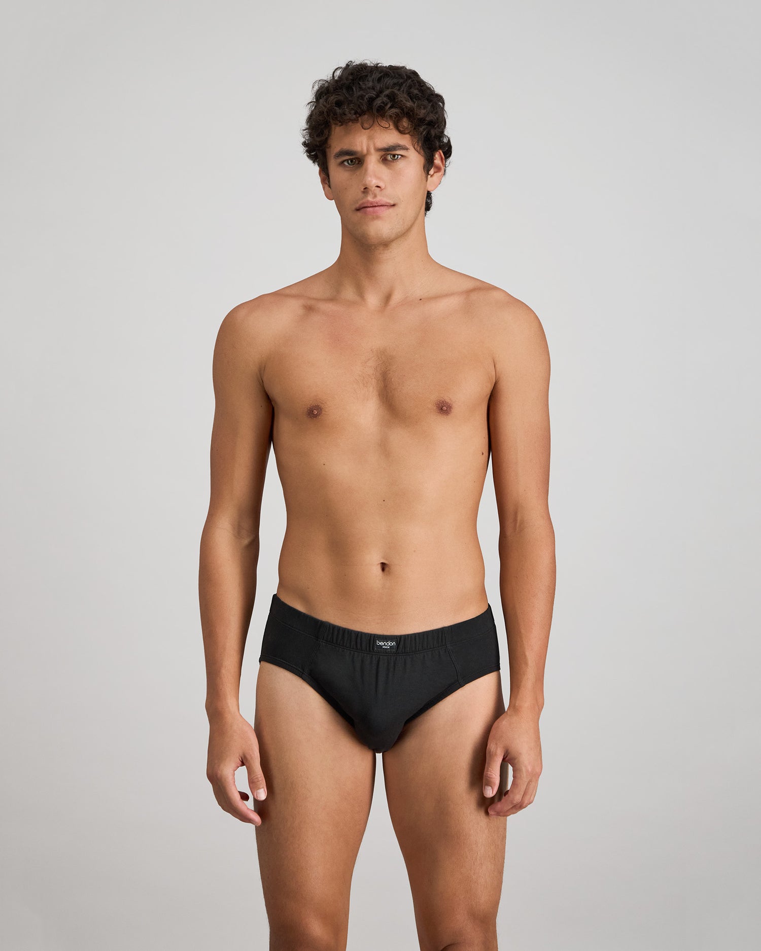 Cotton Stretch Mens Brief in BLACK. Feature shot